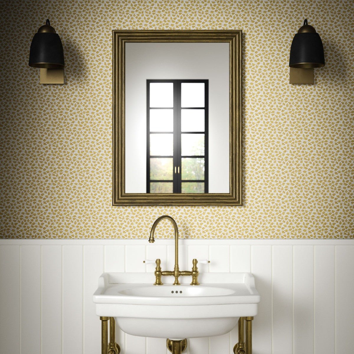 Leaf Trail Wallpaper - Ochre - Warner House - Premier Wallcovering
