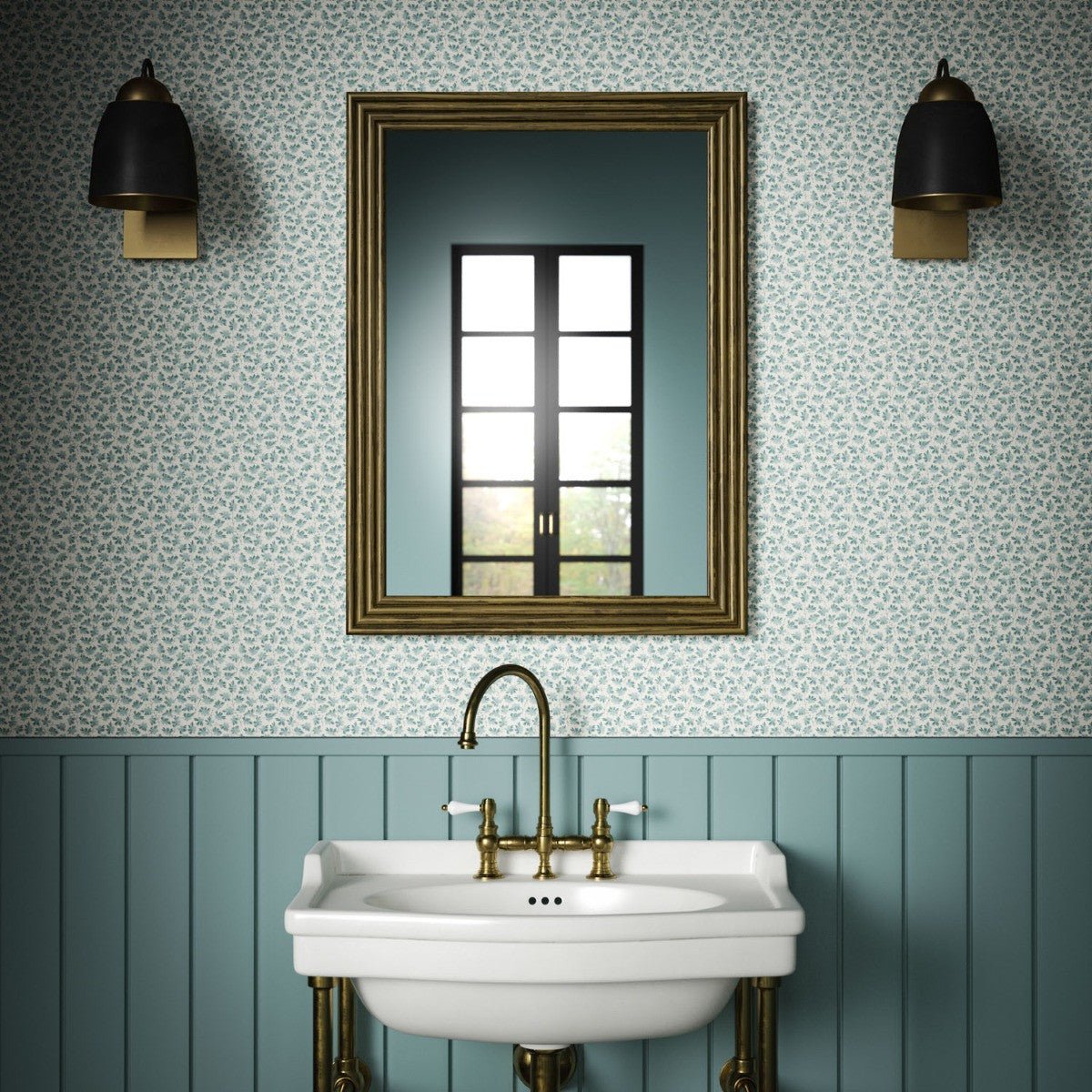 Leaf Trail Wallpaper - Teal - Warner House - Premier Wallcovering