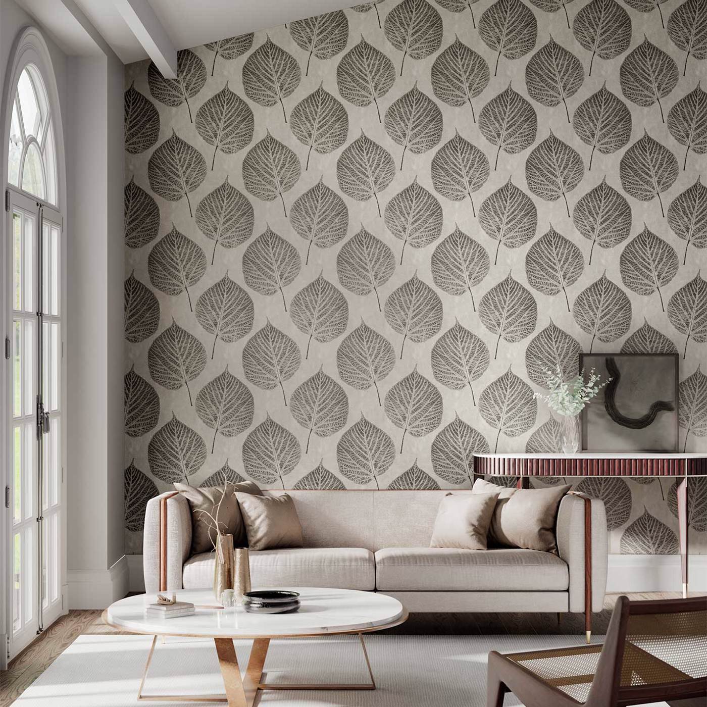 Leaf Wallpaper - Slate/Silver - Harlequin - HTEW112608 - Premier Wallcovering