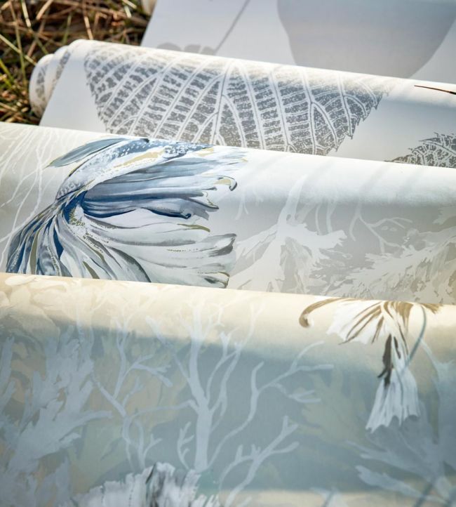Leaf Wallpaper - Slate/Silver - HTEW112608 - Harlequin - Premier Wallcovering