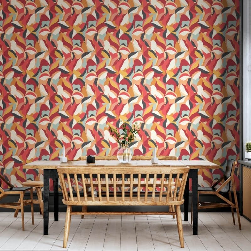 Leafy Patchwork Wallpaper - Spice Mix - Hoopla Walls - HWA1157W - Premier Wallcovering
