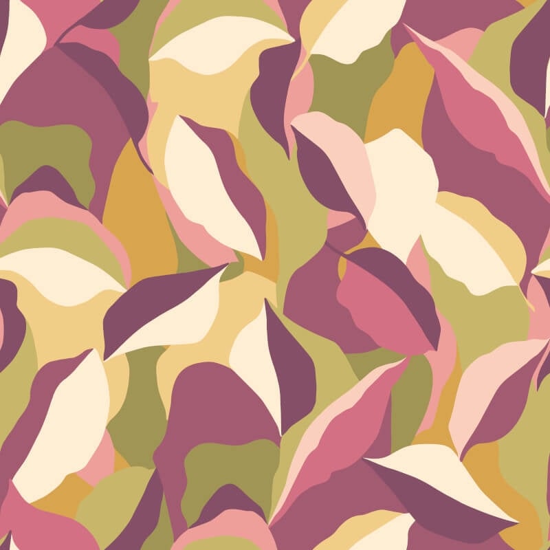 Leafy Patchwork Wallpaper - Plum/Olive - Hoopla Walls - HWA1158W - Premier Wallcovering