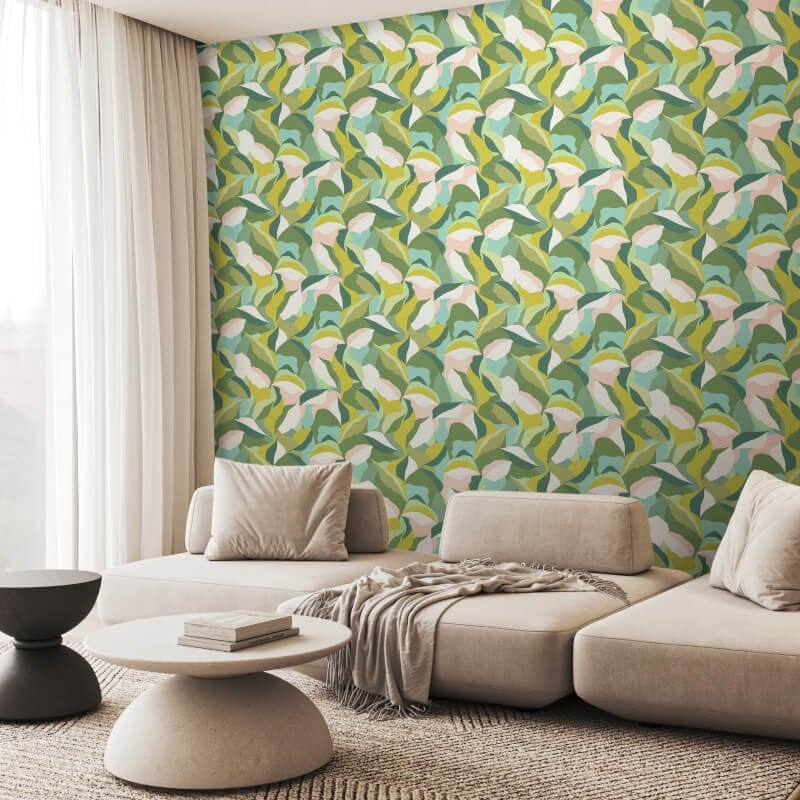 Leafy Patchwork Wallpaper - Forest Green - Hoopla Walls - HWA1159W - Premier Wallcovering