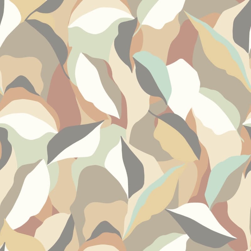 Leafy Patchwork Wallpaper - Caramel/Mint - Hoopla Walls - HWA1161W - Premier Wallcovering