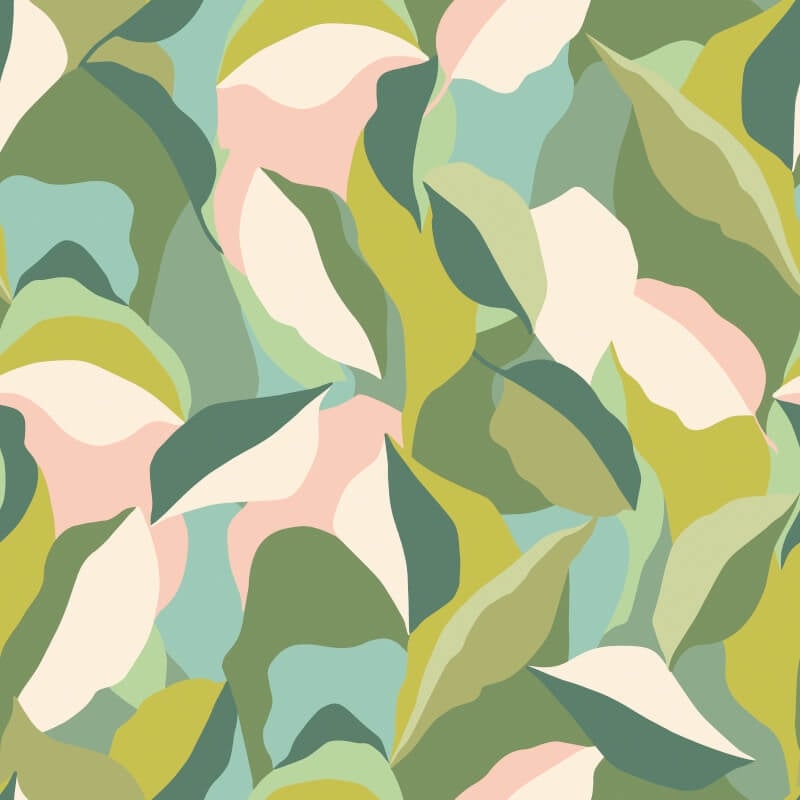 Leafy Patchwork Wallpaper - Forest Green - Hoopla Walls - HWA1159W - Premier Wallcovering