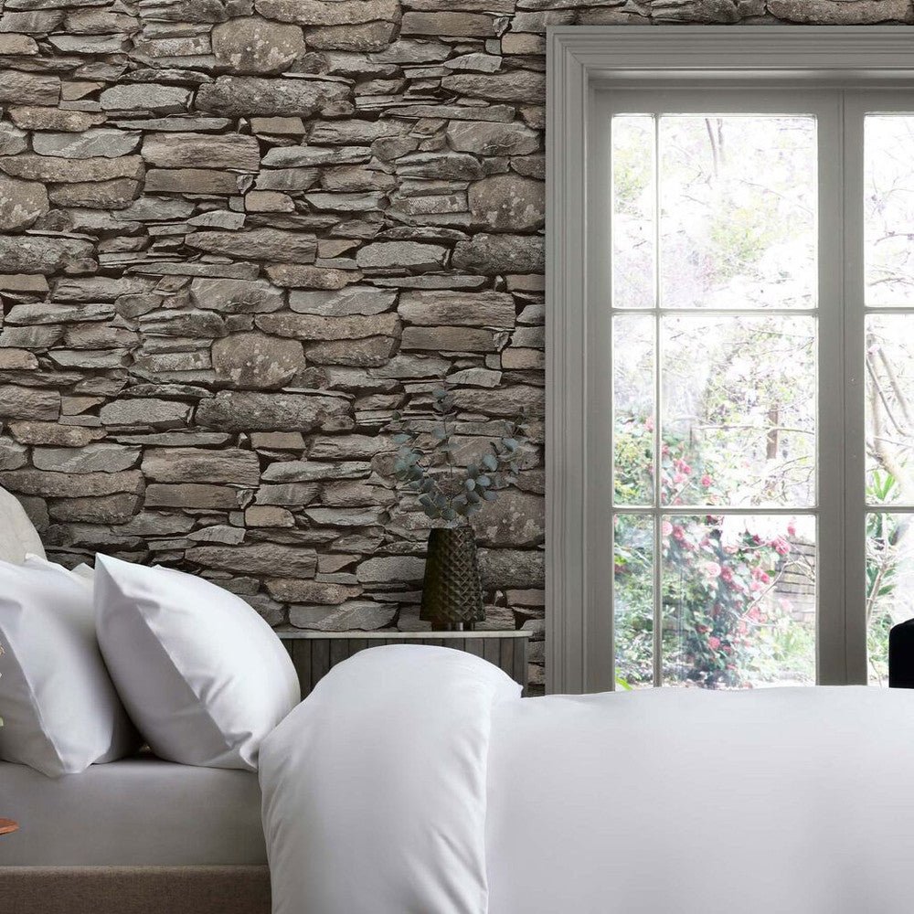 Ledgestone Wall Wallpaper - Neutral - Next - 118307 - Premier Wallcovering
