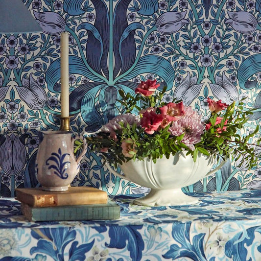 Leicester Fabric - Sour Green/Plum - Morris & Co - 227209 - Premier Wallcovering