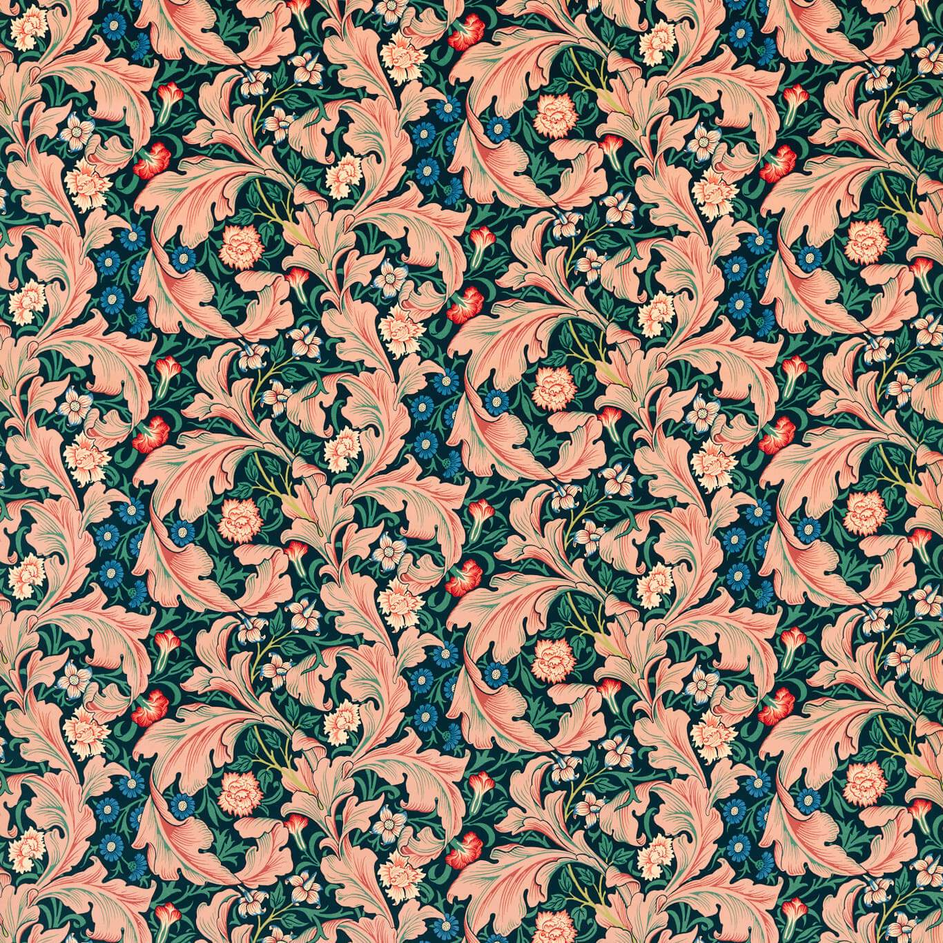 Leicester Velvet Fabric - Cosmo Pink/Indigo - Morris & Co - 227211 - Premier Wallcovering