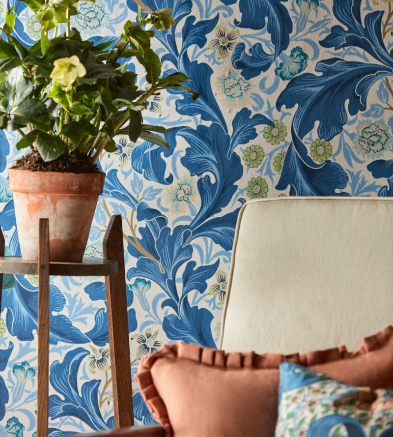 Leicester Wallpaper - Woad/Sage - Morris & Co - 216864 - Premier Wallcovering