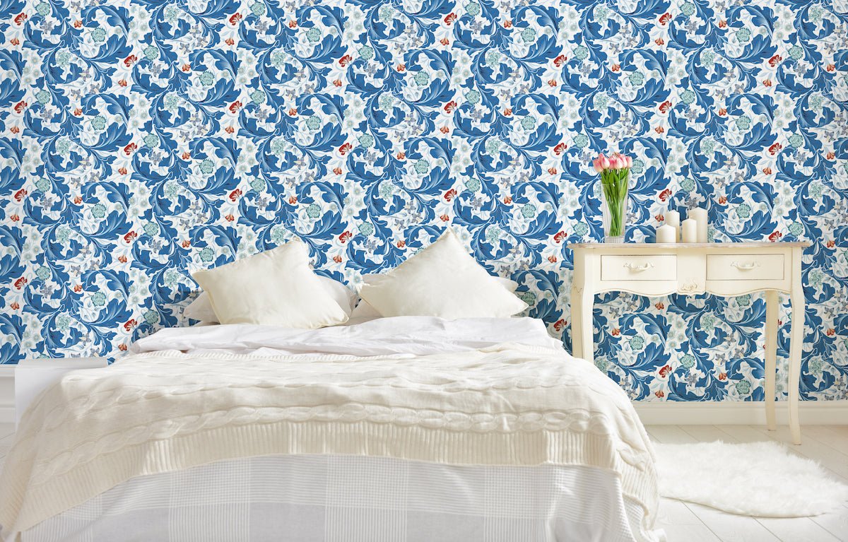 Morris Collections - 1060 - Leicester Wallpaper - Sky - Premier Wallcovering