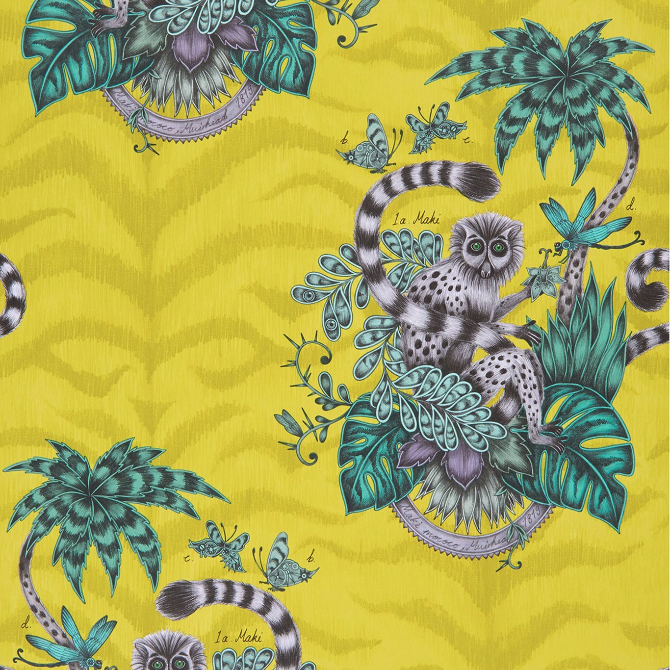 Lemur Wallpaper - Lime - Clarke & Clarke - Emma J Shipley - W0103/02 - Premier Wallcovering