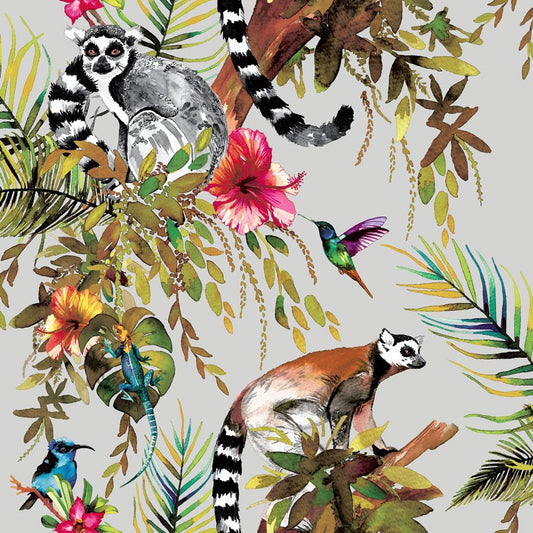 Lemur Wallpaper - Silver/Multi - Holden Décor - 12401 - Premier Wallcovering