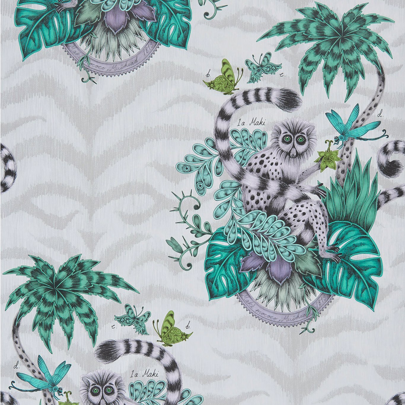 Lemur Wallpaper - Jungle - Clarke & Clarke - Emma J Shipley - W0103/01 - Premier Wallcovering