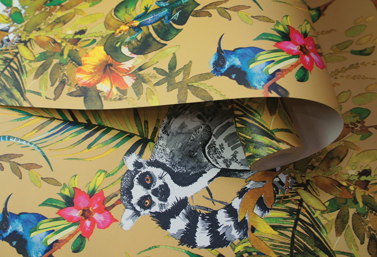 Lemur Wallpaper - Ochre - Holden Décor - 13050 - Premier Wallcovering