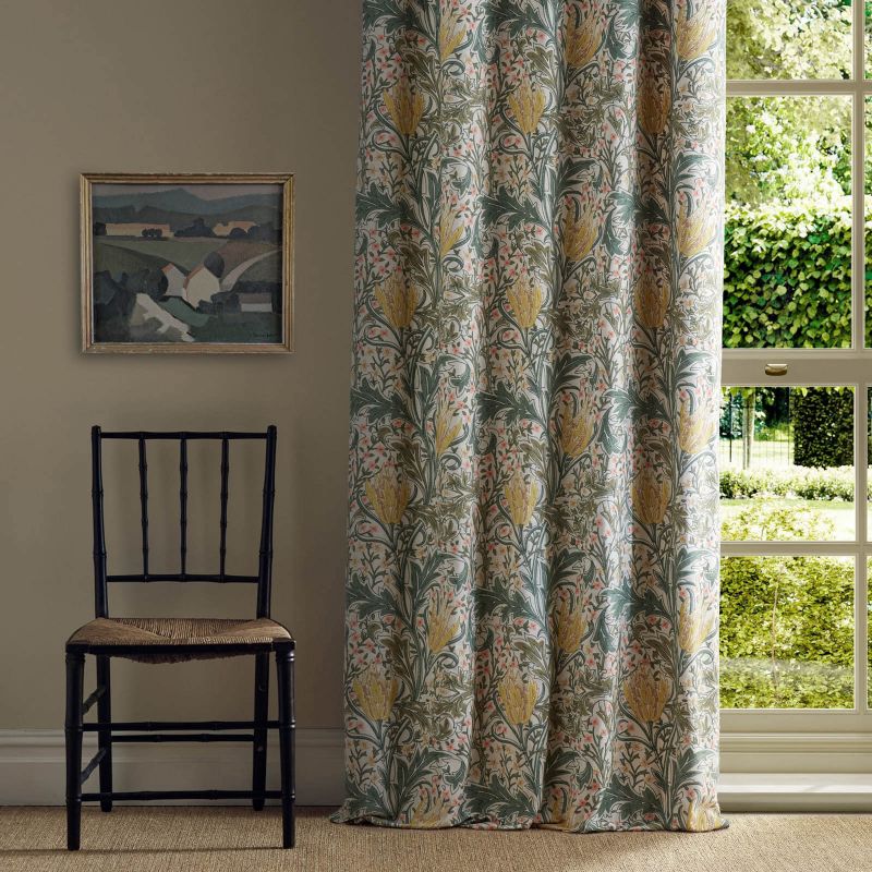 Lent Lily Embroidery Fabric - Artichoke/Weld - Morris & Co - 237663 - Premier Wallcovering