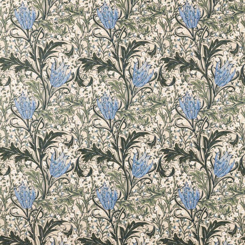 Lent Lily Embroidery Fabric - Forest/Cornflower Blue - Morris & Co - 237662 - Premier Wallcovering