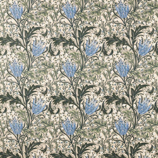Lent Lily Embroidery Fabric - Forest/Cornflower Blue - Morris & Co - 237662 - Premier Wallcovering