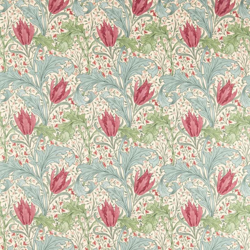 Lent Lily Fabric - Plum/Bayleaf - Morris & Co - 227379 - Premier Wallcovering
