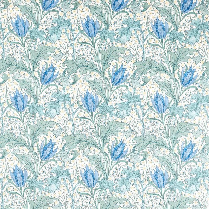 Lent Lily Fabric - Cornflower Blue - Morris & Co - 227380 - Premier Wallcovering