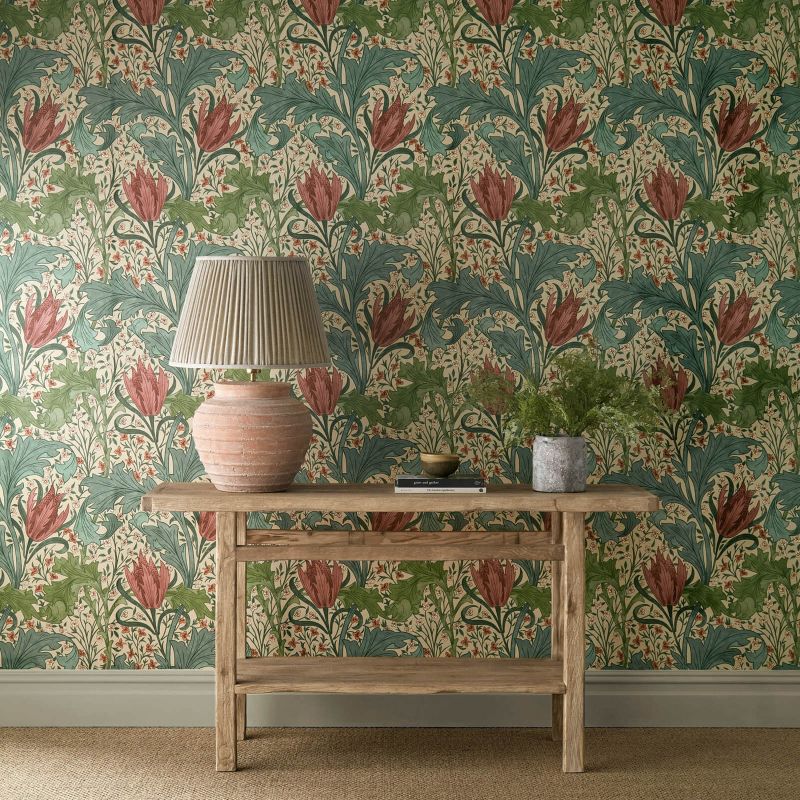 Lent Lily Wallpaper - Plum/Bayleaf - Morris & Co - 217596 - Premier Wallcovering