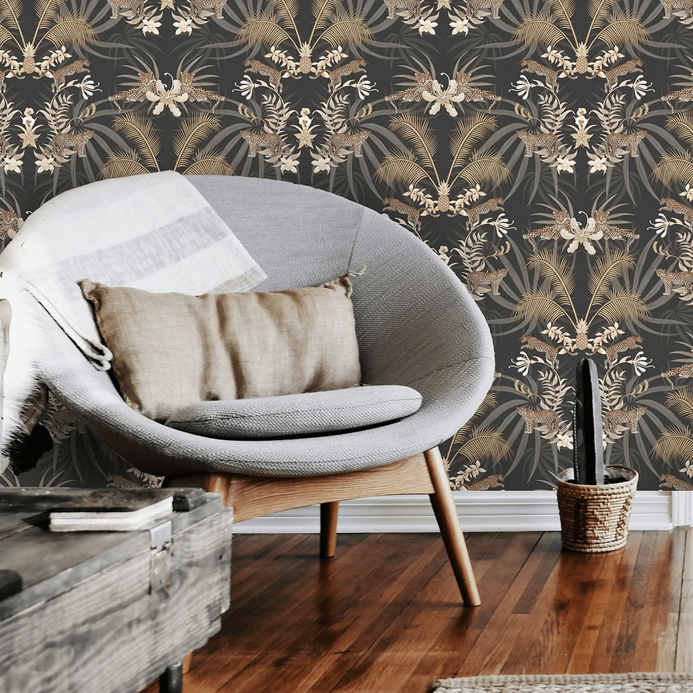 Leopard Luxe Wallpaper - Charcoal - The Graduate Collection - BWLUXECHARCOAL - Premier Wallcovering