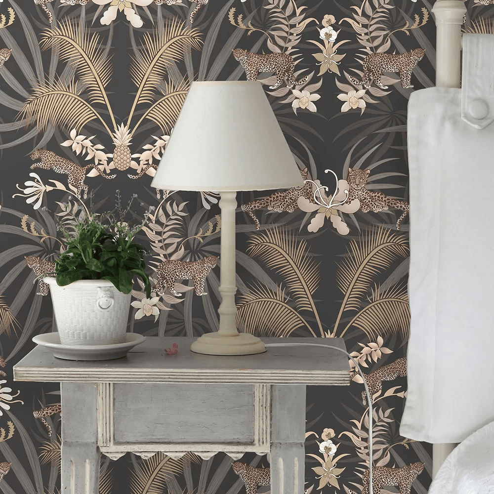 Leopard Luxe Wallpaper - Charcoal - The Graduate Collection - BWLUXECHARCOAL - Premier Wallcovering