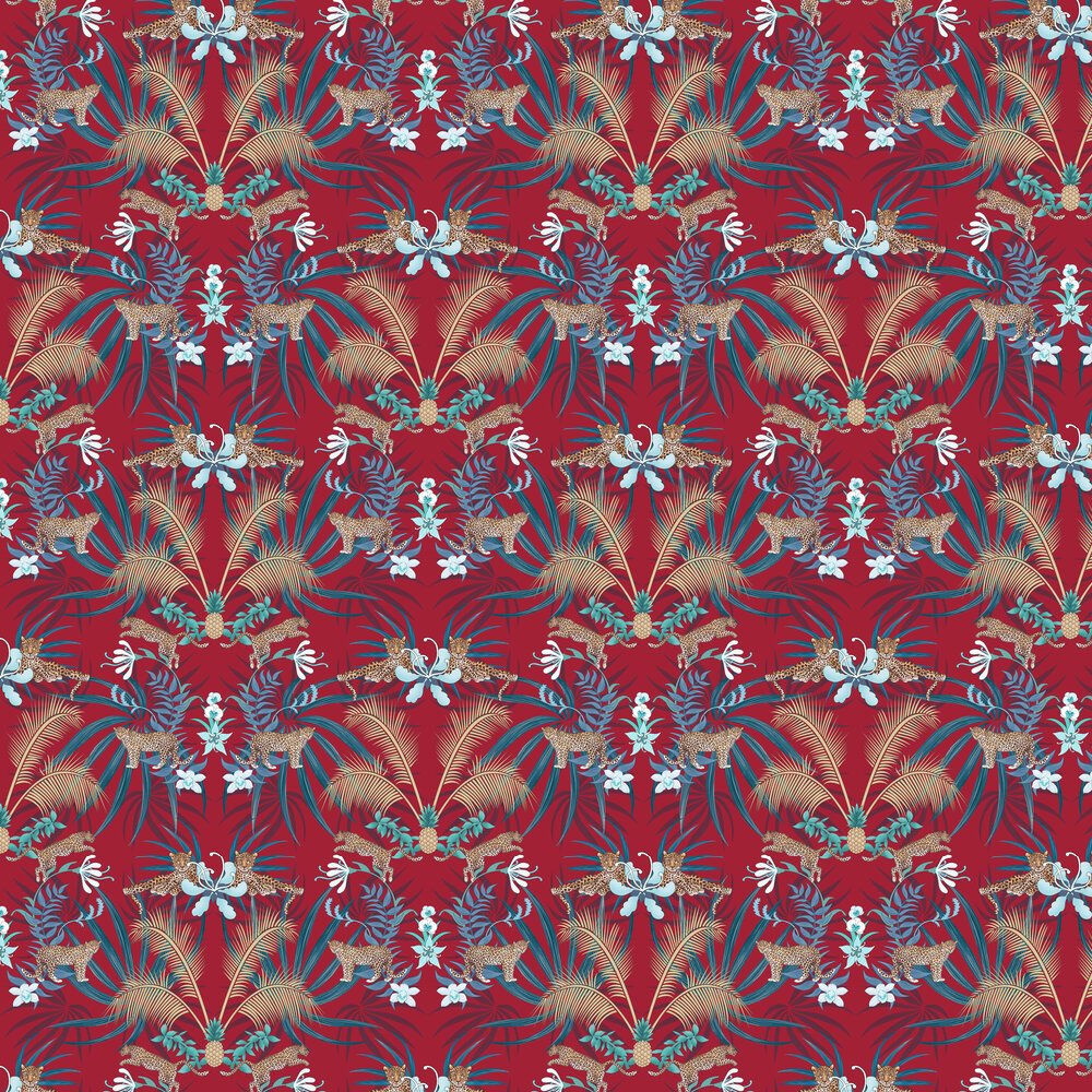 Leopard Luxe Wallpaper - Red - The Graduate Collection - BWLUXERED - Premier Wallcovering