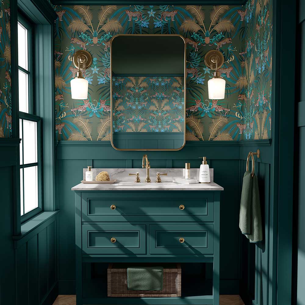 Leopard Luxe Wallpaper - Green - The Graduate Collection - BWLUXEGREEN - Premier Wallcovering