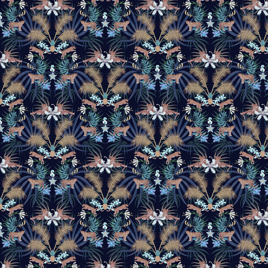 Leopard Luxe Wallpaper - Blue - The Graduate Collection - BWLUXEBLUE - Premier Wallcovering