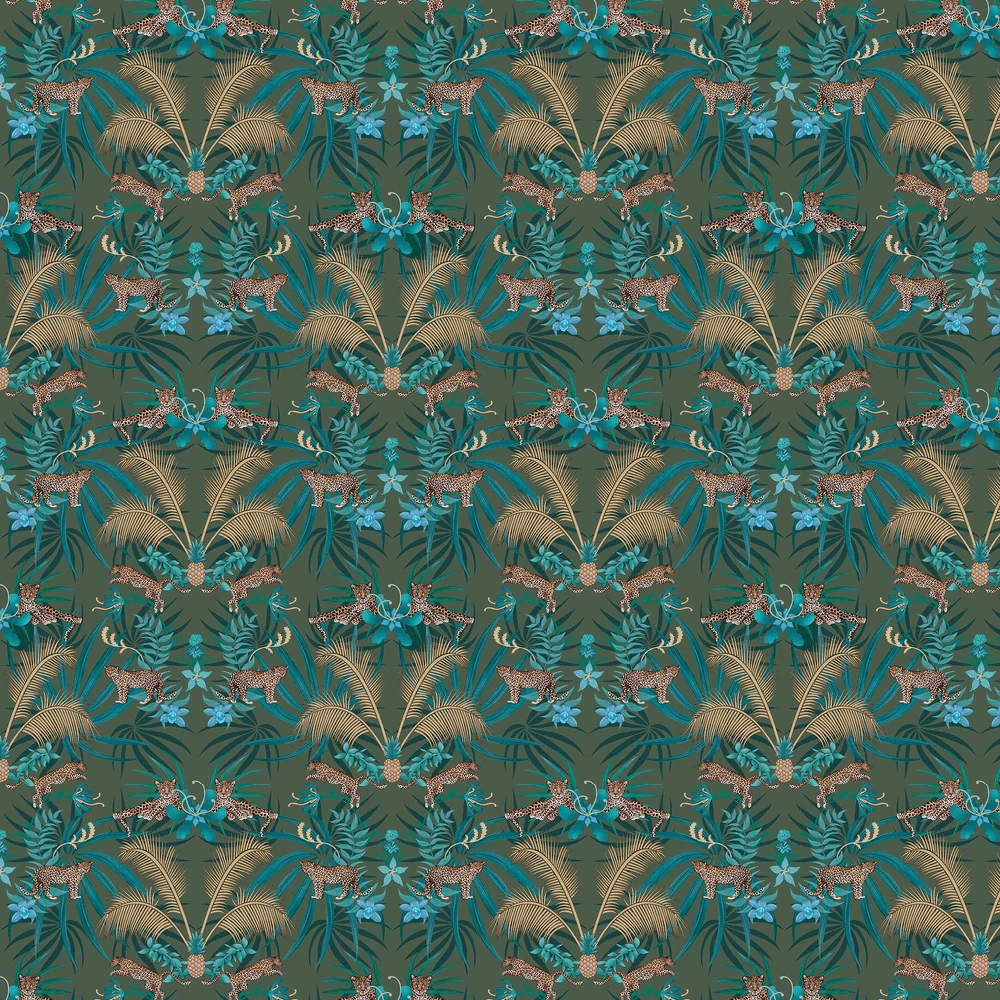 Leopard Luxe Wallpaper - Green - The Graduate Collection - BWLUXEGREEN - Premier Wallcovering