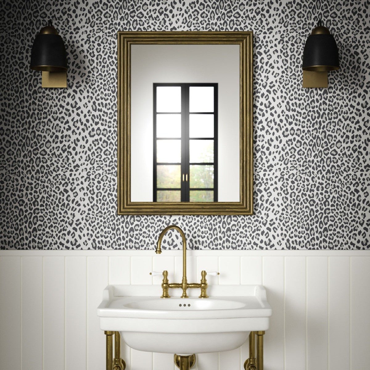 Leopard Wallpaper - Charcoal - Warner House - Premier Wallcovering