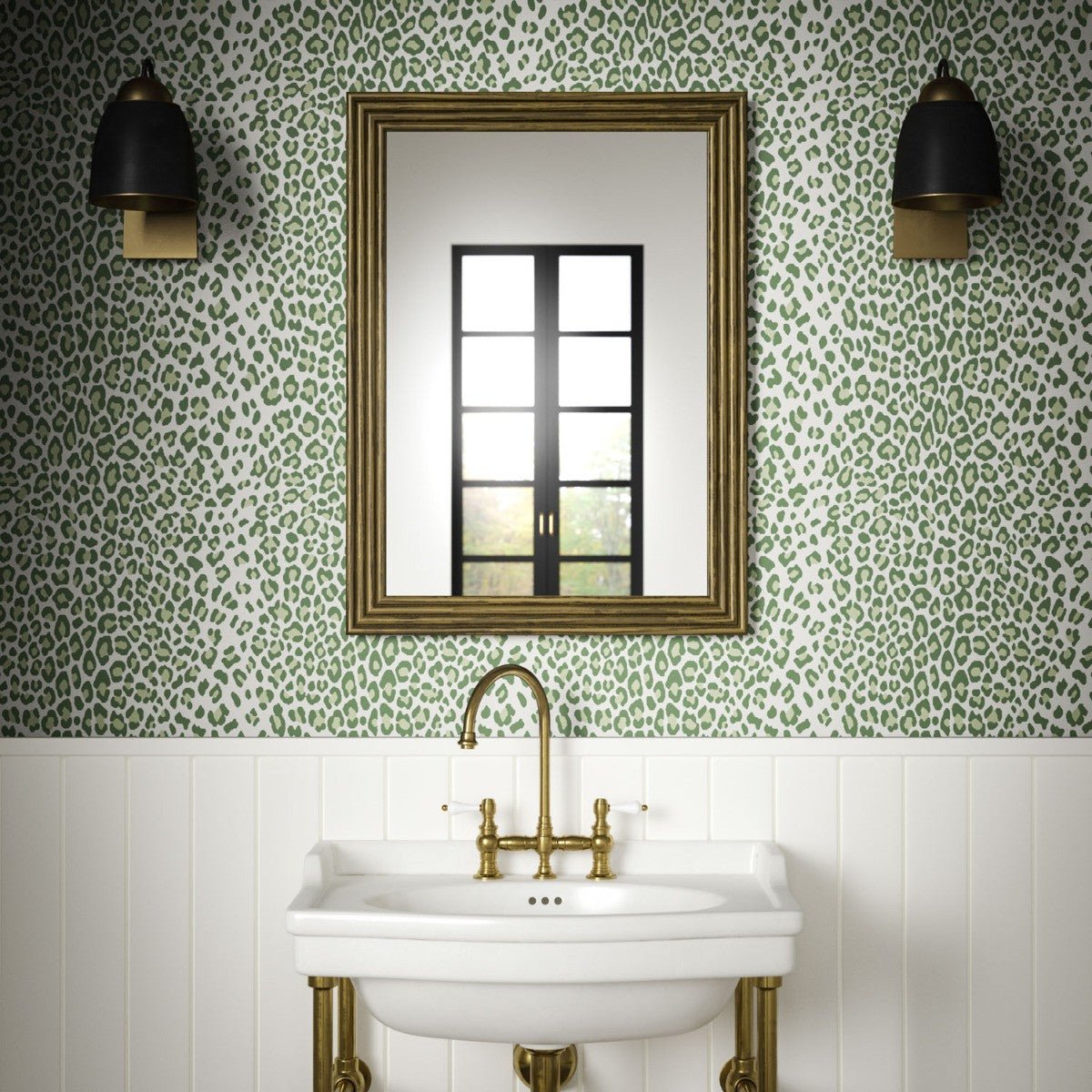 Leopard Wallpaper - Green - Warner House - Premier Wallcovering