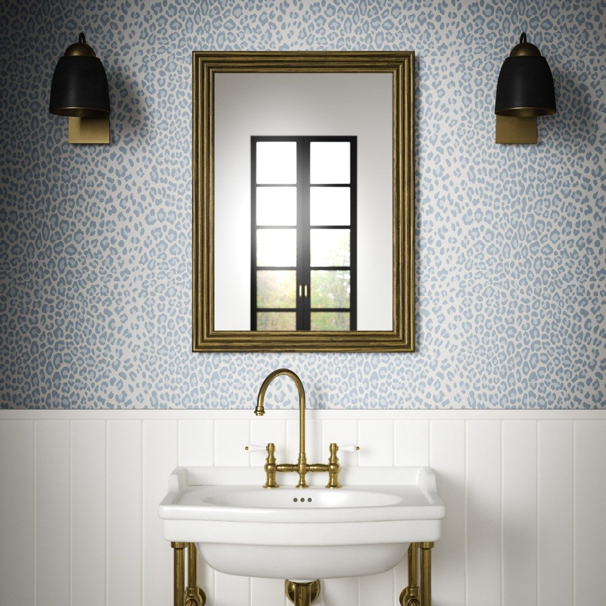 Leopard Wallpaper - Sky - Warner House - Premier Wallcovering