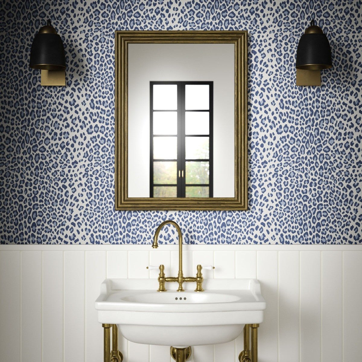 Leopard Wallpaper - Indigo - Warner House - Premier Wallcovering
