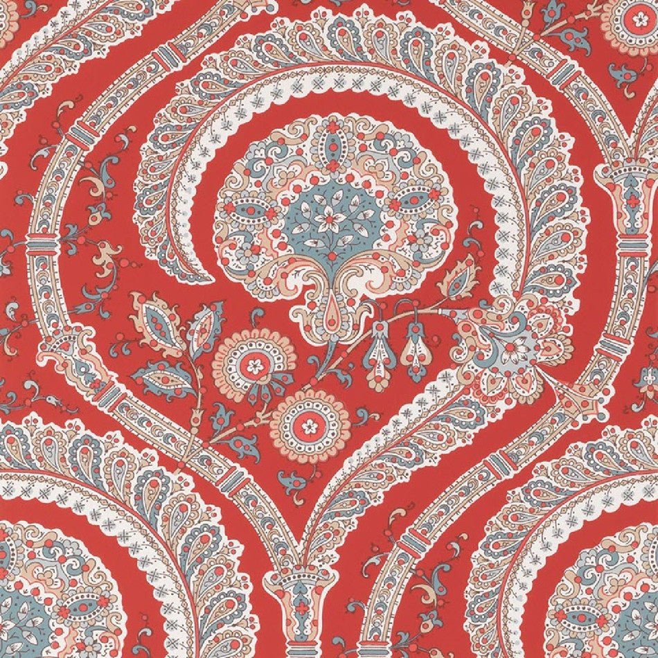 Les Indiennes Wallpaper - Red/Teal - Nina Campbell - NCW4350-01 - Premier Wallcovering