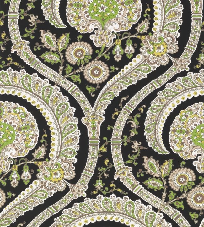 Les Indiennes Wallpaper - Black/Green - Nina Campbell - NCW4350 - 04 - Premier Wallcovering