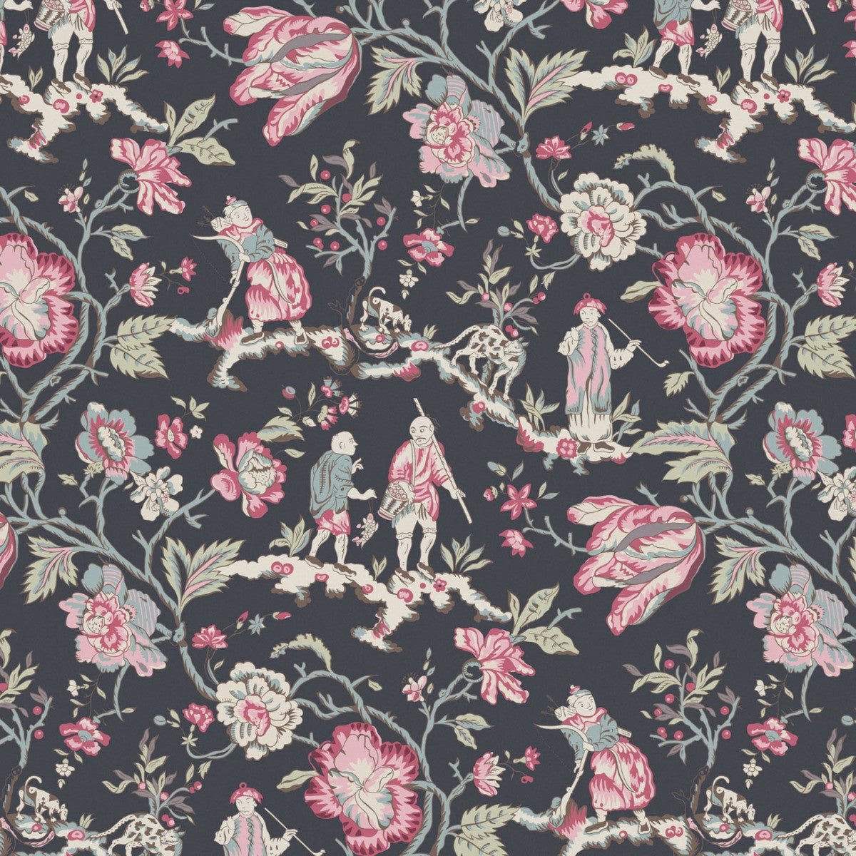 Les Pecheurs Wallpaper - Navy - Warner House - Premier Wallcovering