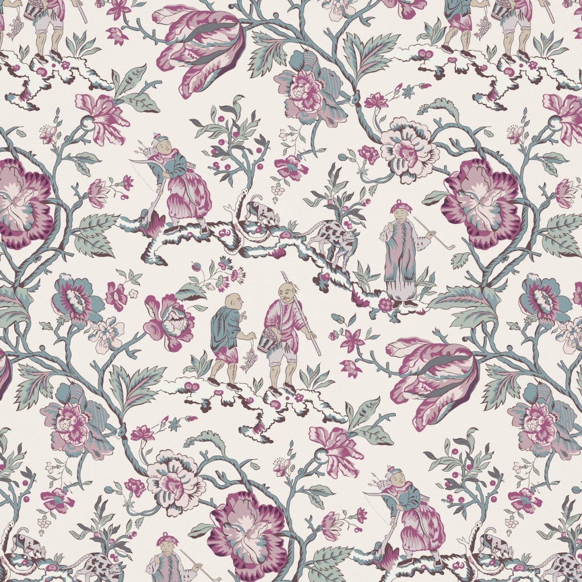 Les Pecheurs Wallpaper - Violet - Warner House - Premier Wallcovering