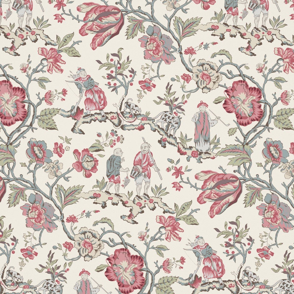 Les Pecheurs Wallpaper - Rose - Warner House - Premier Wallcovering