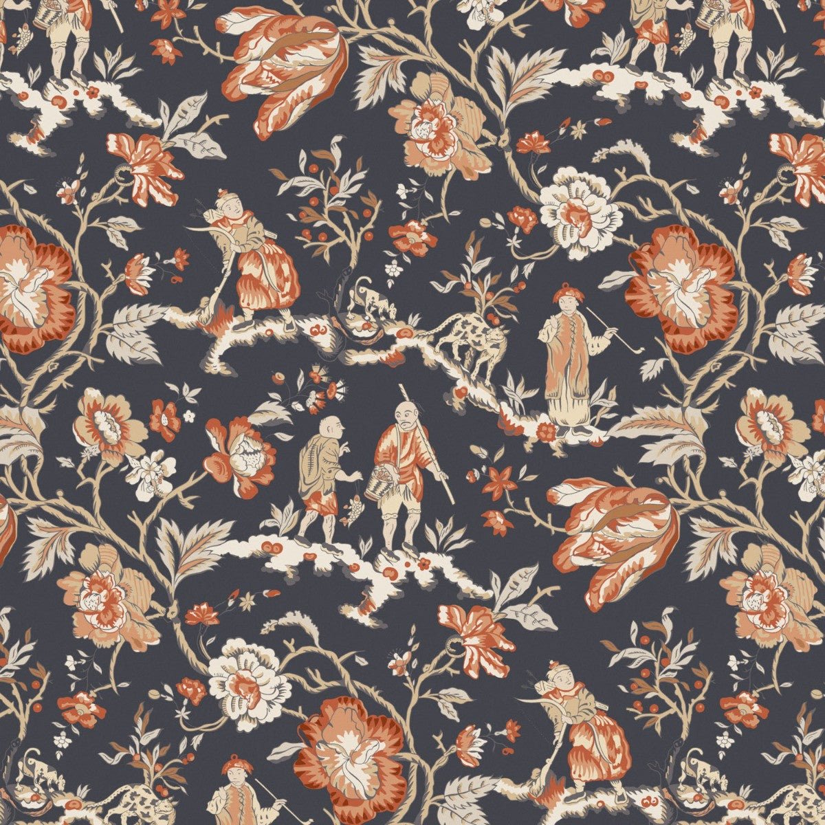 Les Pecheurs Wallpaper - Spice - Warner House - Premier Wallcovering