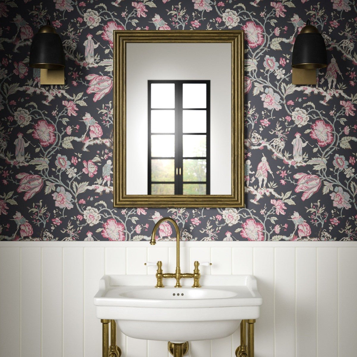 Les Pecheurs Wallpaper - Navy - Warner House - Premier Wallcovering