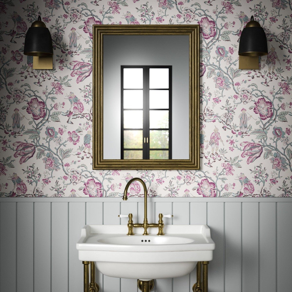 Les Pecheurs Wallpaper - Violet - Warner House - Premier Wallcovering