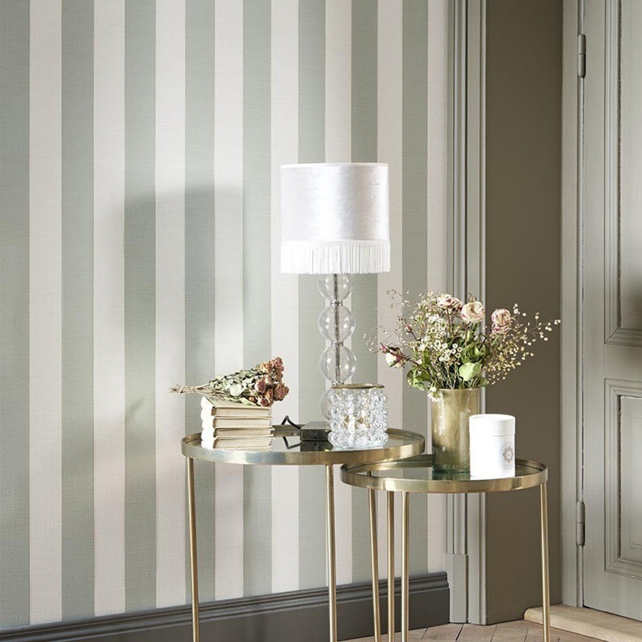 Les Rayures Five O'Clock Stripe Wallpaper - Beige Lin - Casadeco - 85831164 - Premier Wallcovering