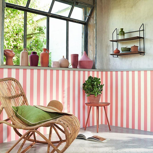Les Rayures Olympe Wallpaper - Melon - Casadeco - 87434480 - Premier Wallcovering