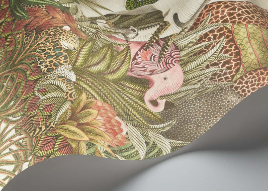 Letaba March Grasscloth Wallpaper - Spring Green & Ginger on Cream - 119/11047 - Cole & Son - Premier Wallcovering