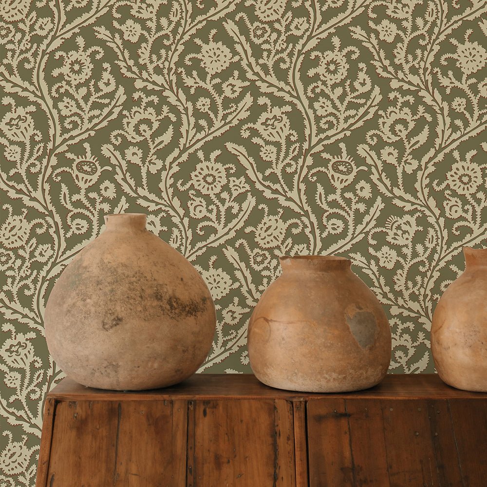 Letti Wallpaper - Olive - Josephine Munsey - JMW-104411 - Premier Wallcovering