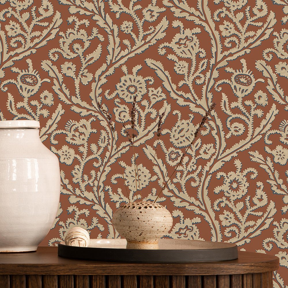 Letti Wallpaper - Red - Josephine Munsey - JMW-104421 - Premier Wallcovering