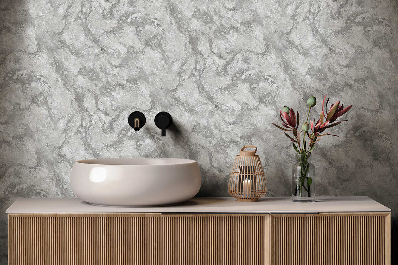 Levanto Marble Wallpaper - Dove / Silver - Holden Décor - 36291 - Premier Wallcovering