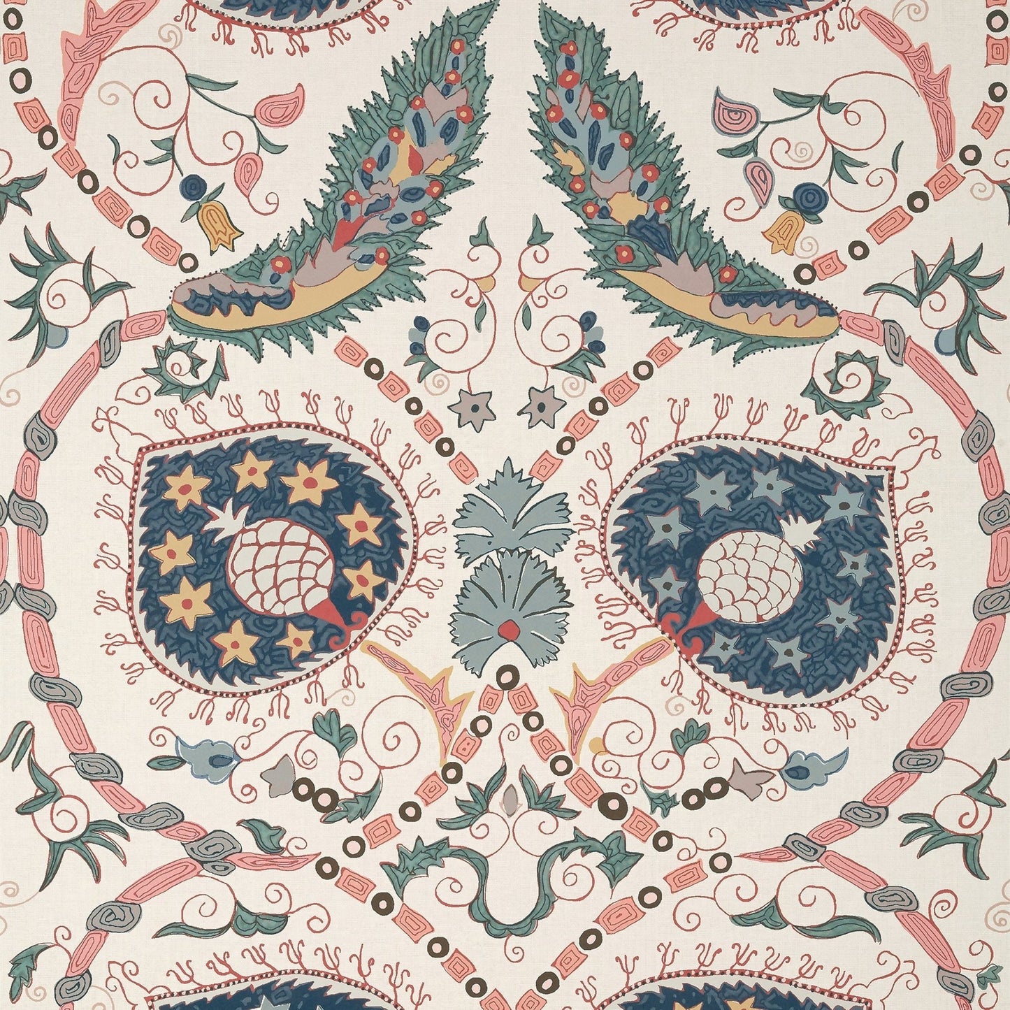 Lewis Wallpaper - Coral & Blue - Thibaut - T13219 - Premier Wallcovering