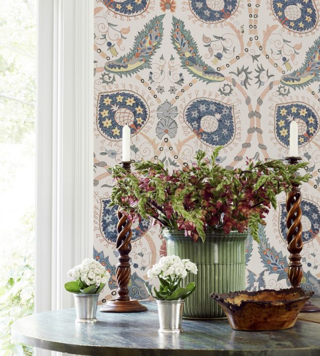 Lewis Wallpaper - Charcoal & Bluestone - Thibaut - T13216 - Premier Wallcovering